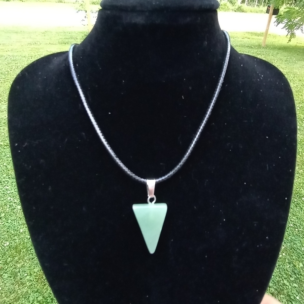 Green Aventurine triangle pendant necklace
